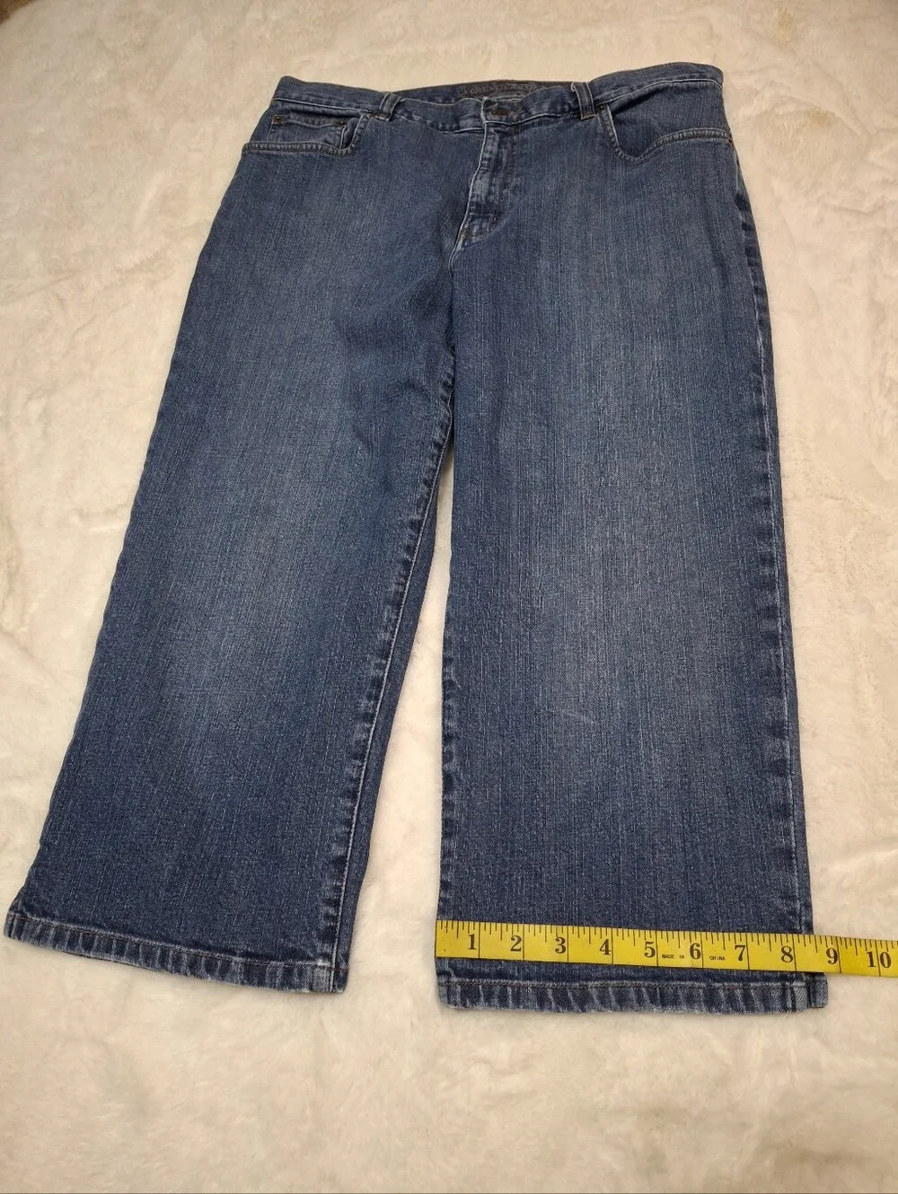 Y2K Lauren Jean Co. Crop Wide Leg Capri Denim Jeans Thailand Made Women Size 14 - Picture 13 of 16